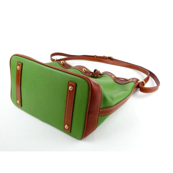 Dooney & Bourke Green Brown Leather Drawstring Bag - Picture 5 of 13